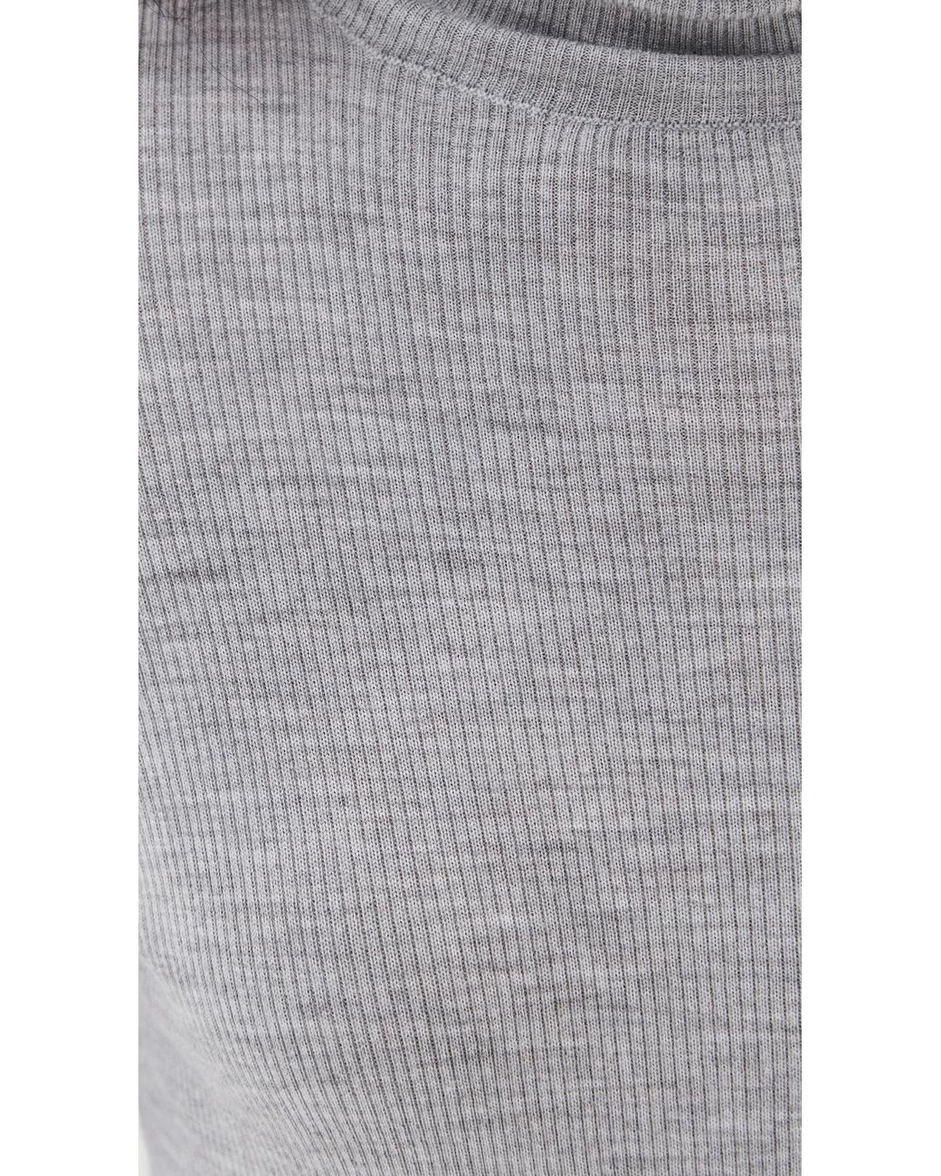 Tibi Gray Feather Weight Ribbed Sweater Turtle Neck Pullover