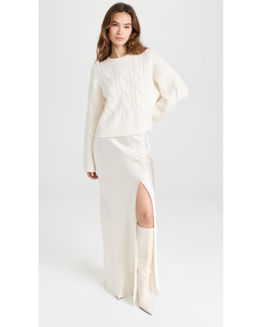 SABLYN White Cable Knit Cashmere Sweater