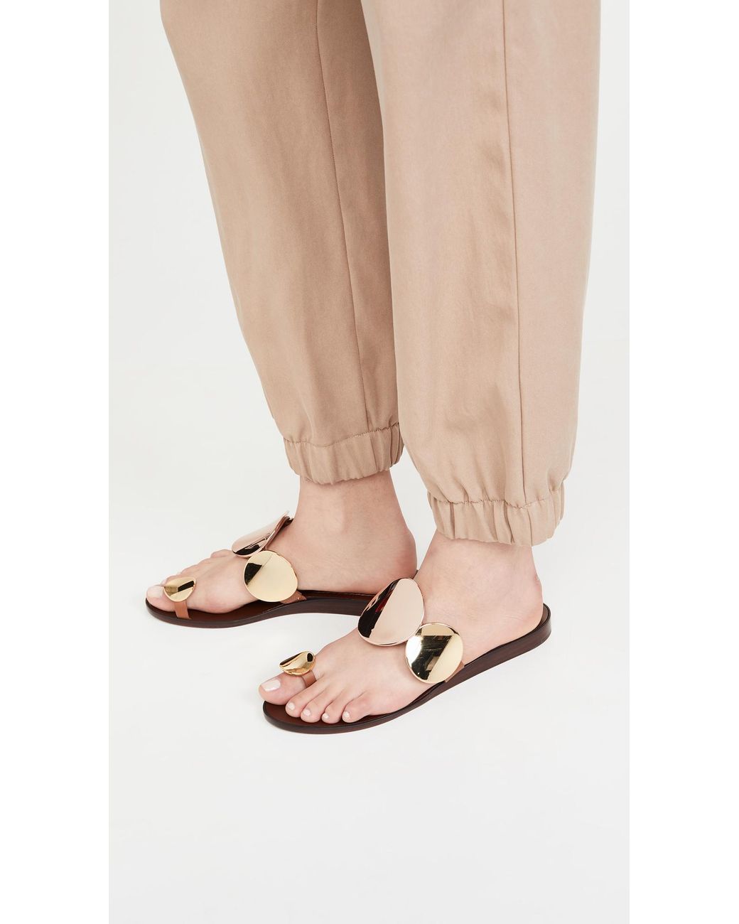 Tory Burch Patos Multi Disk Sandals in Brown | Lyst