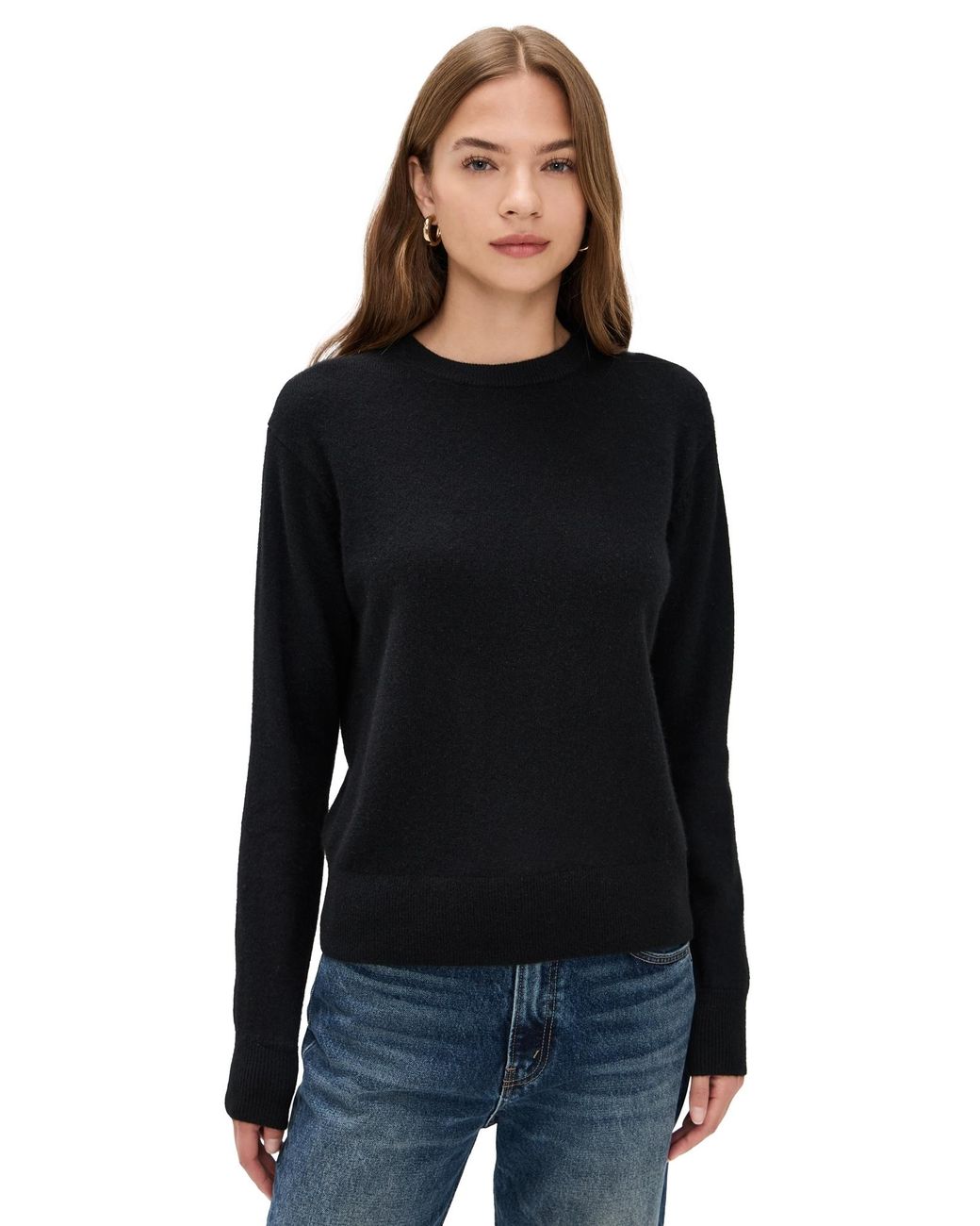 White + Warren Black Cashmere Crew