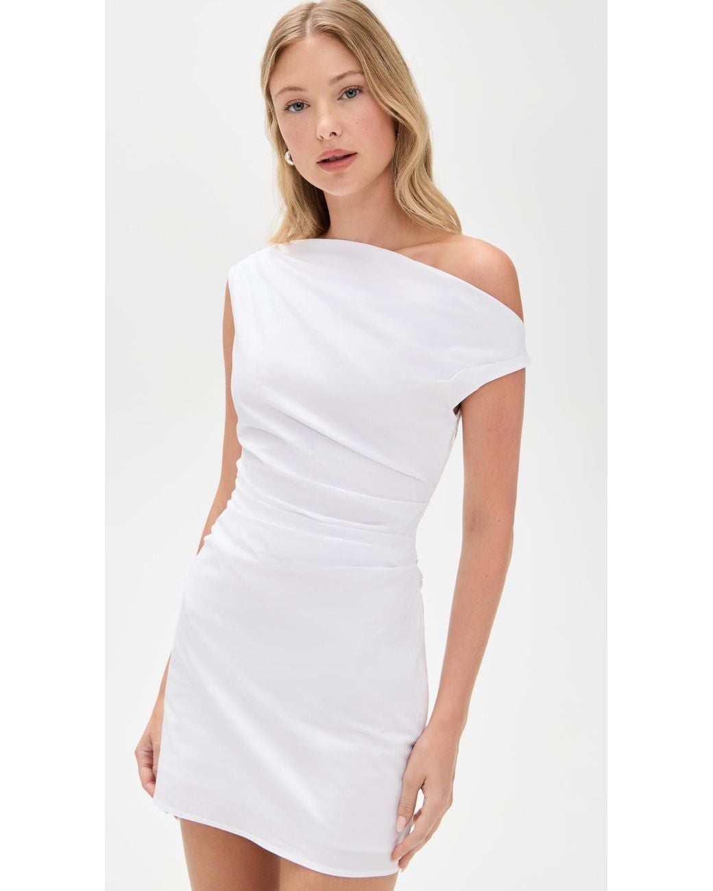 knee length dresses for ladies STAUD, Mini Phare Dress in White, Size 4