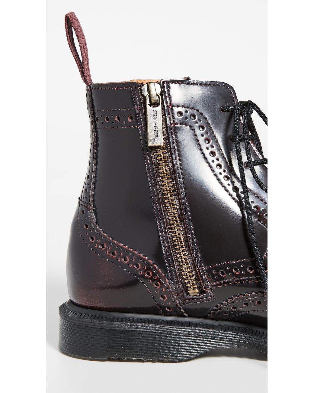 Dr. Martens Leather Delphine 6 Eye Brogue Boots in Cherry Red (Black) | Lyst