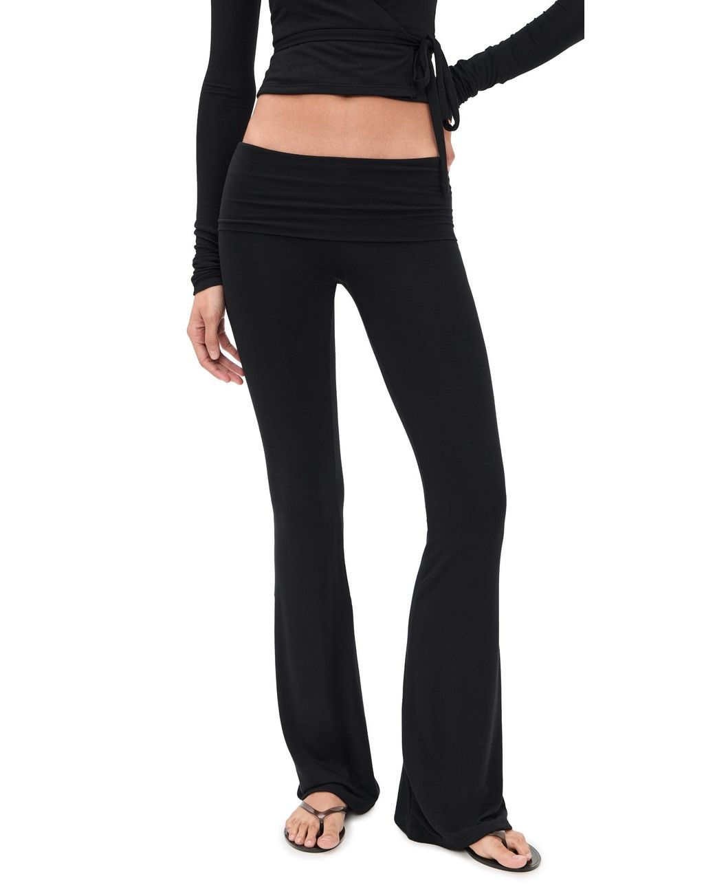ÉTERNE Black Fold Over Flare Pants