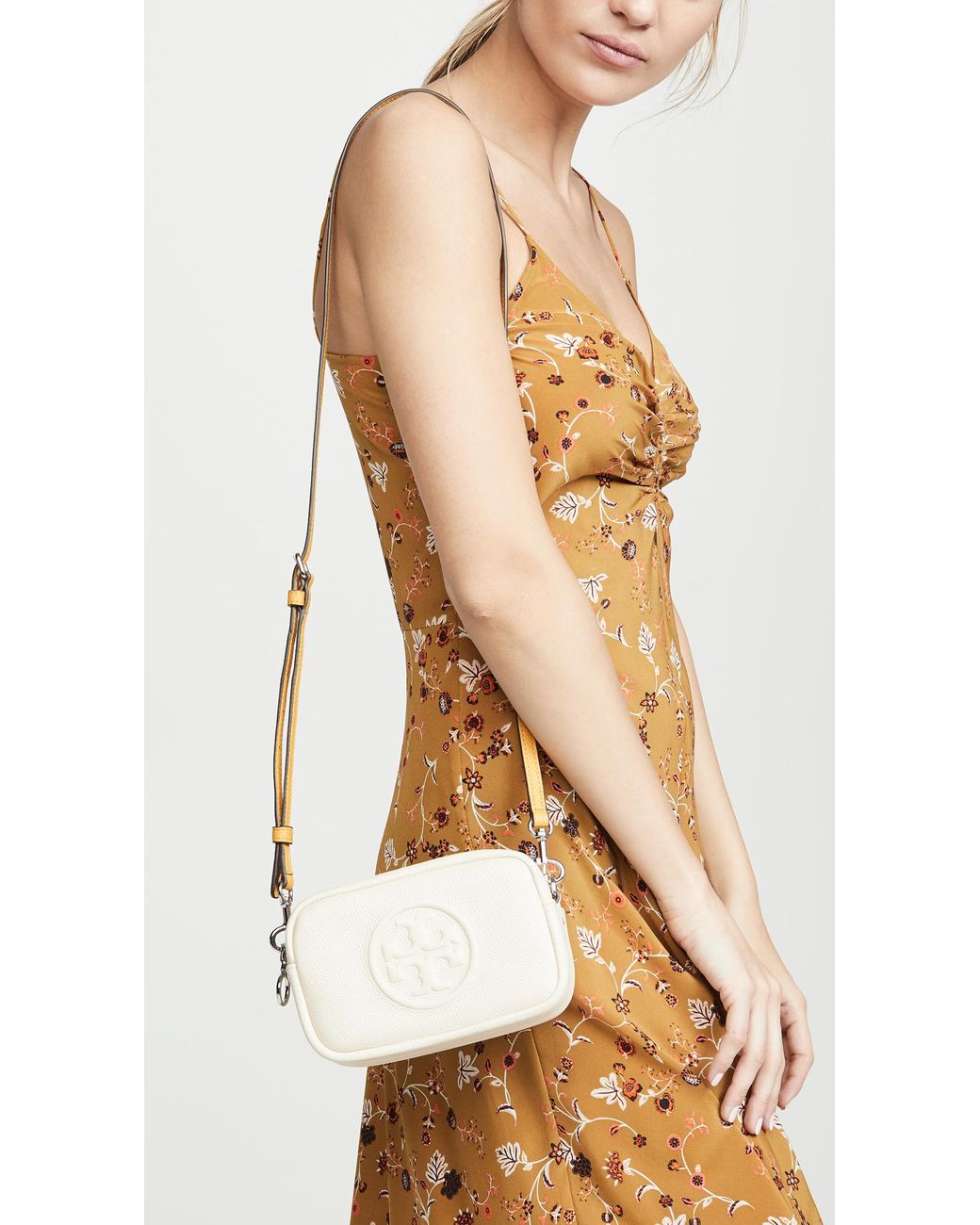 Tory Burch Leather Perry Bombe Mini Bag in Natural | Lyst