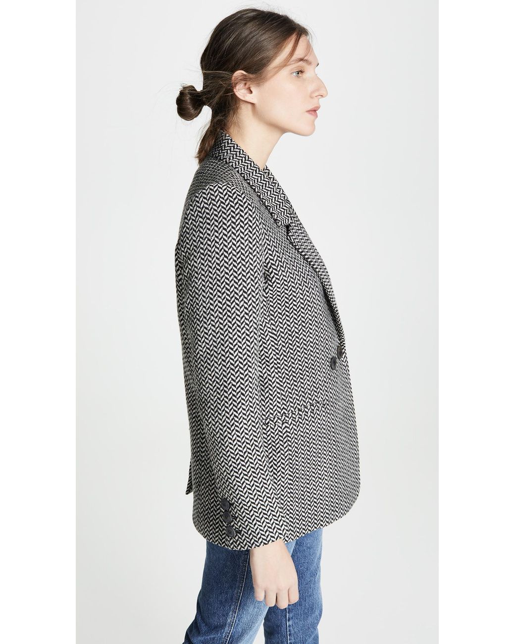 Anine Bing Fishbone Blazer in Black | Lyst Anine Bing Fishbone Blazer in Black | Lyst