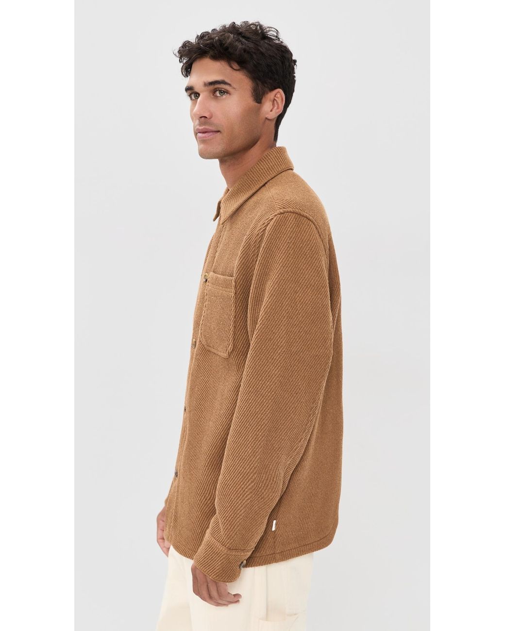 Les Deux Brown Twill Wool Shacket for men