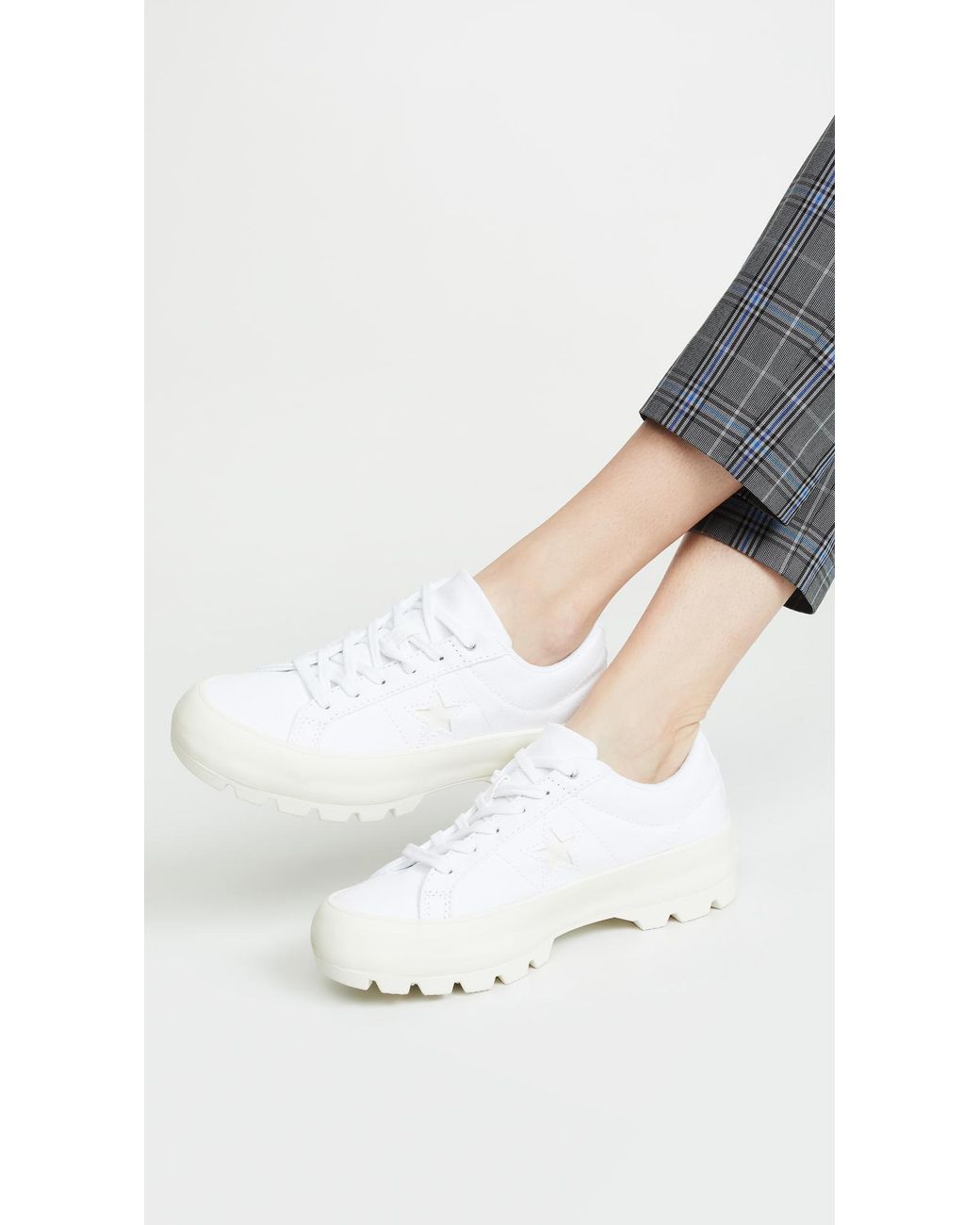 Converse Canvas One Star Lugged Ox Sneakers in White | Lyst