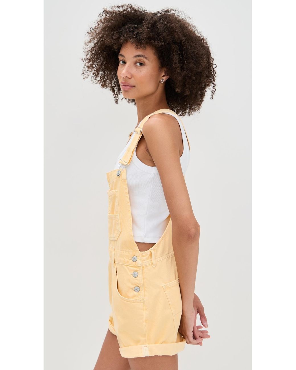 Free People Ziggy Shortalls in Natural | Lyst