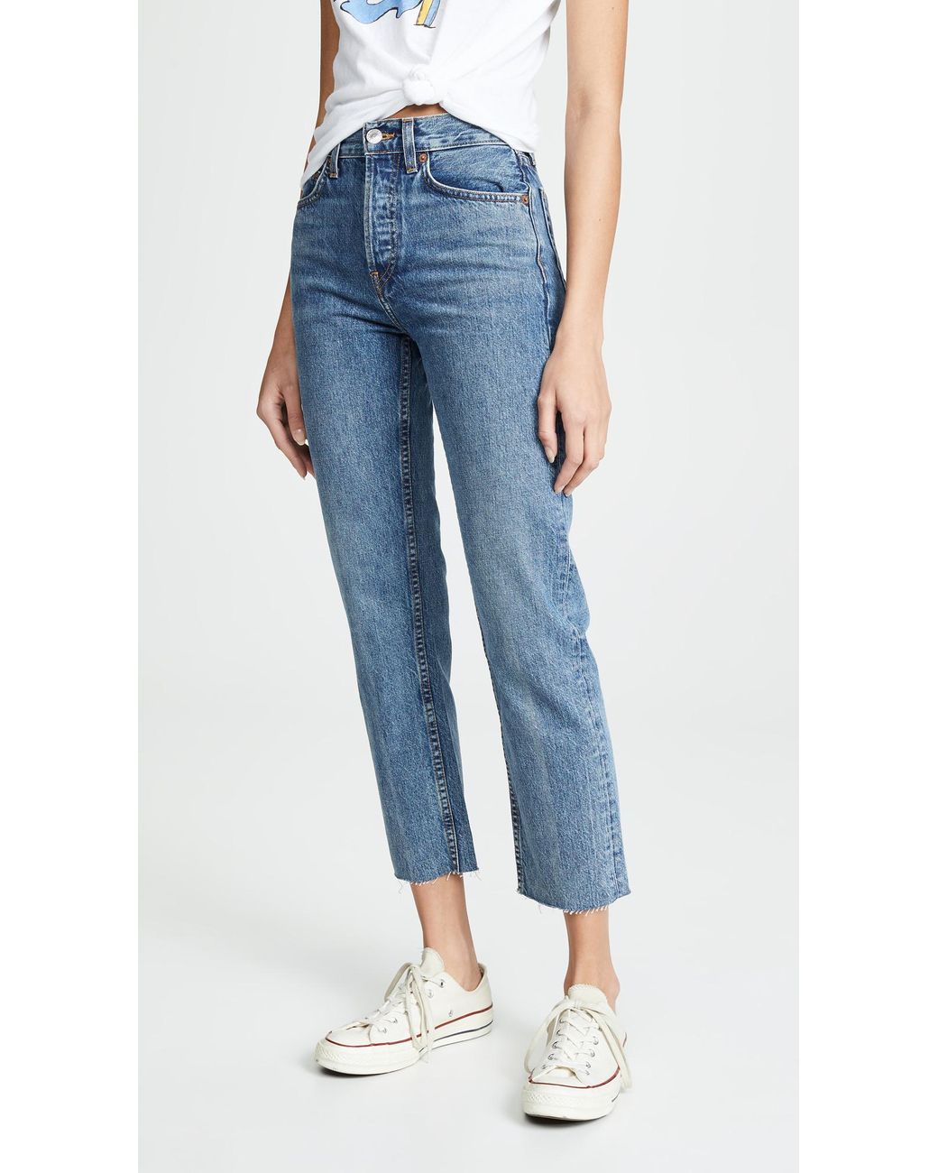 RE/DONE High Rise Rigid Stove Pipe Jeans in Blue | Lyst