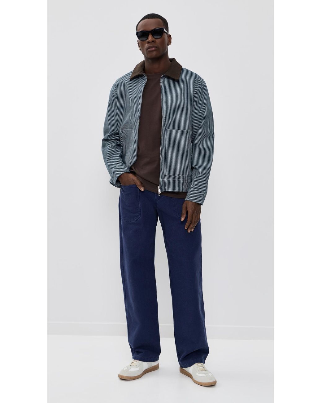 Les Deux Blue Robert Striped Denim Jacket for men