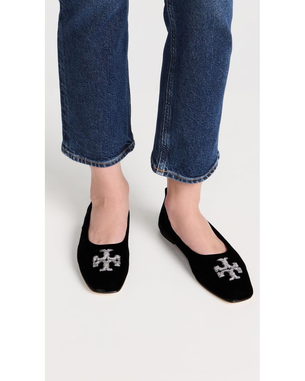 Tory Burch Eleanor Pave Ballet Flats in Black | Lyst