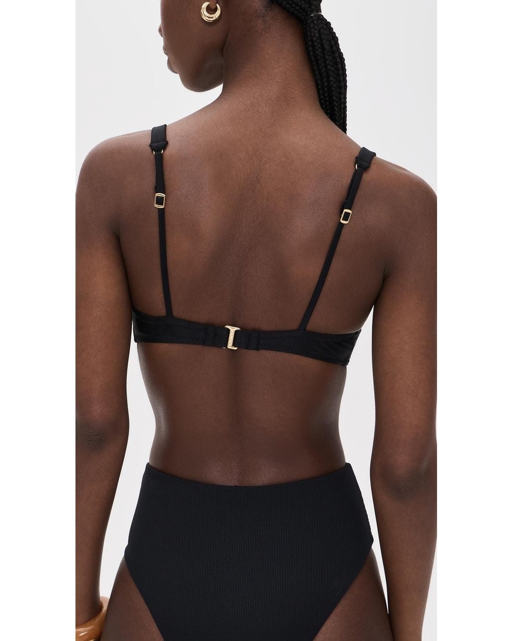 L'Agence Black Solid Lexie Bikini Top