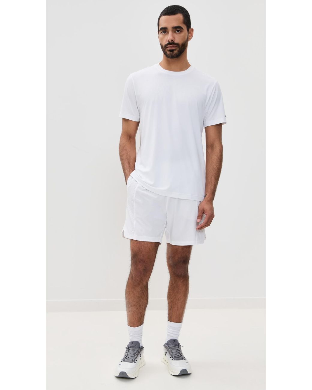 Rhone White Lined Backspin Shorts 7 for men