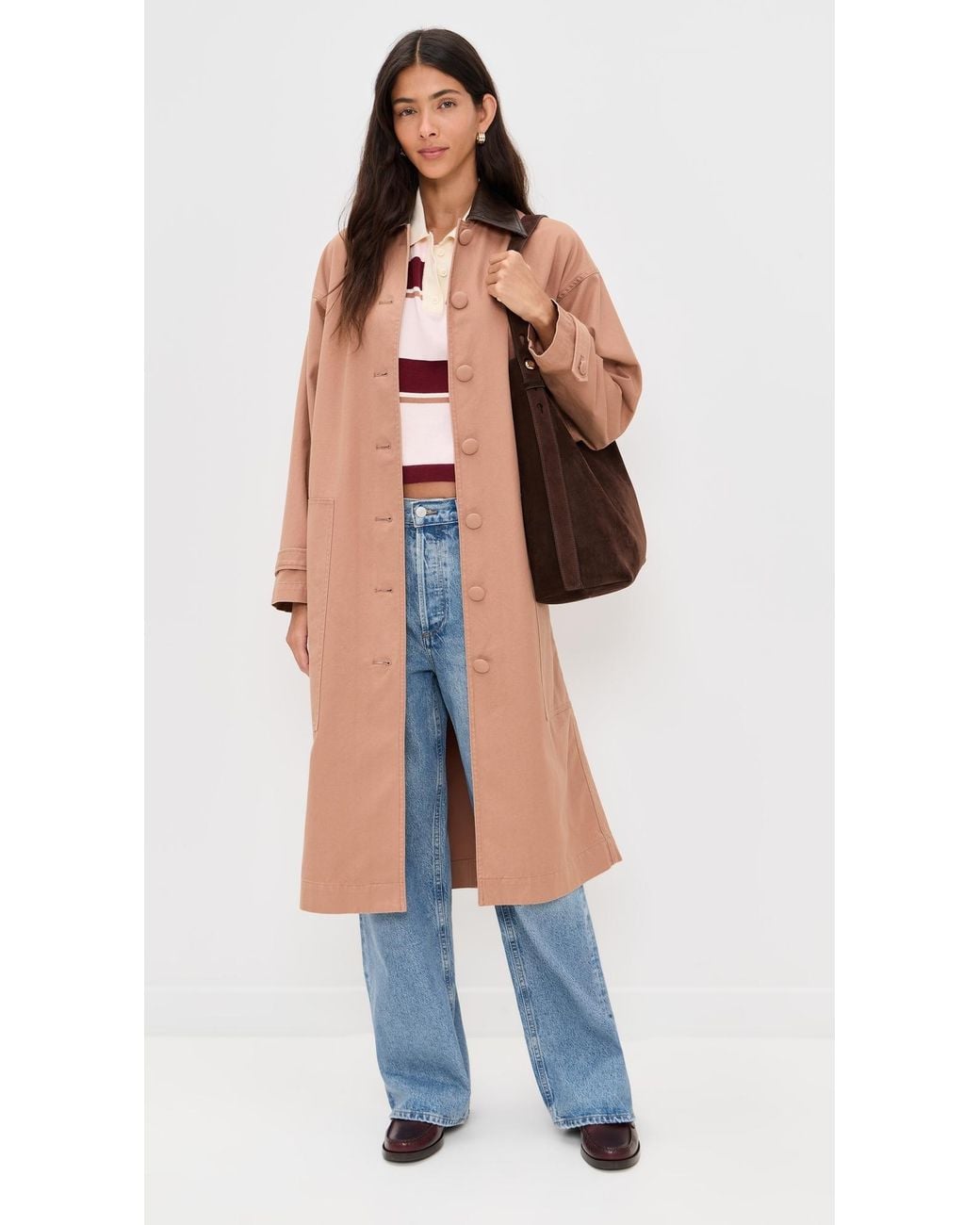 Le Bos Blue Karla Long Oversized Utility Barn Jacket