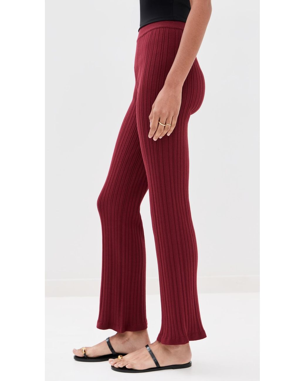Le Bos Red Ribbed Flare Pants
