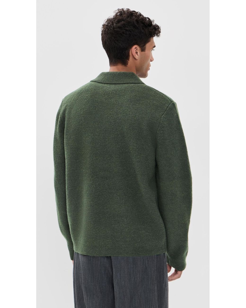 Les Deux Green Milano Knit Shacket for men