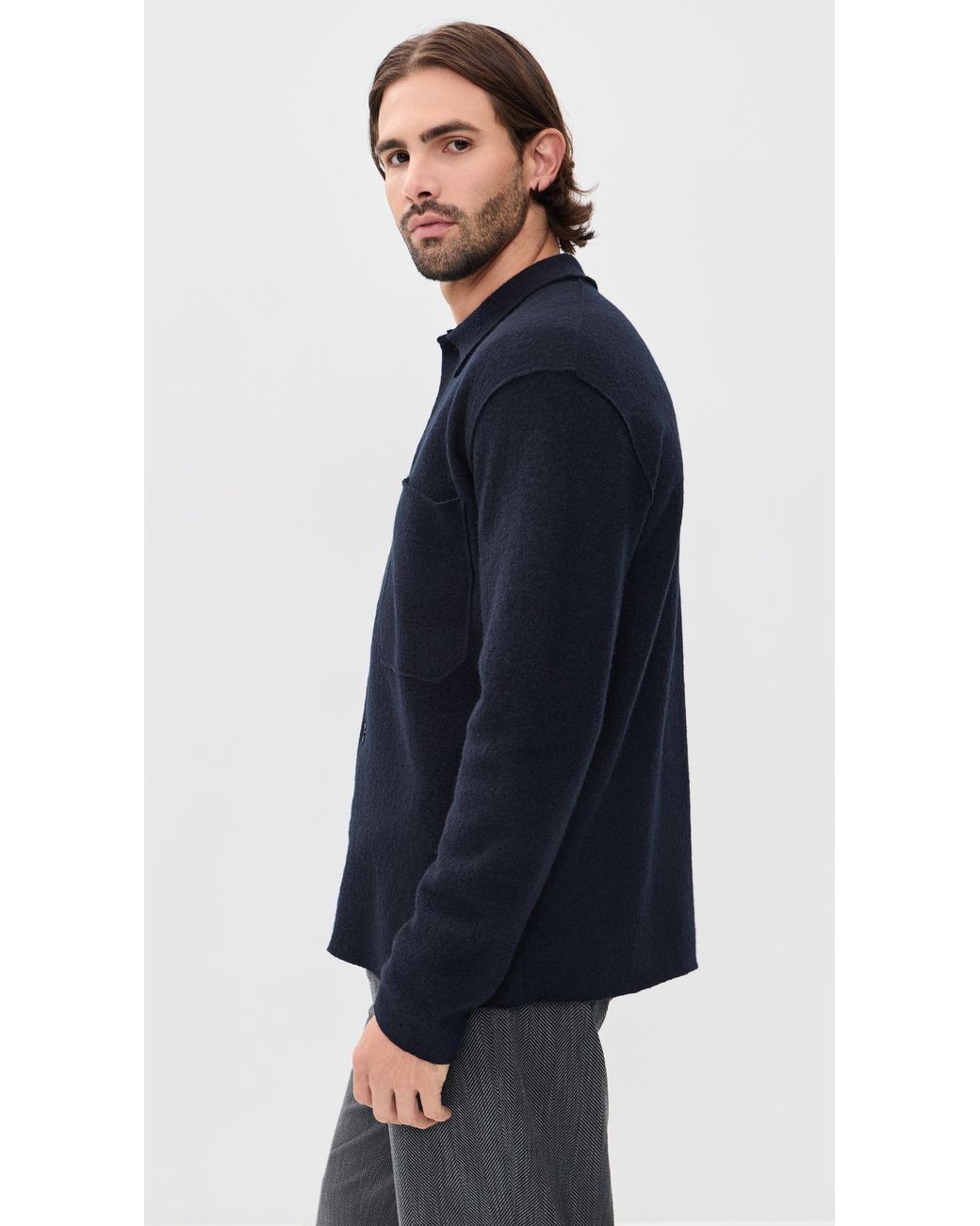 NN07 Blue Jonas Full Button Shacket for men
