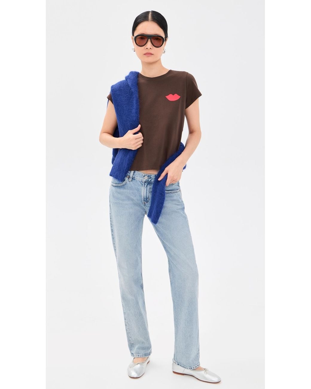 Clare V. Classic Lips Tee in Black | Lyst