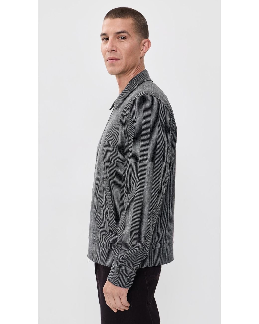Les Deux Gray Herringbone Coach Jacket for men