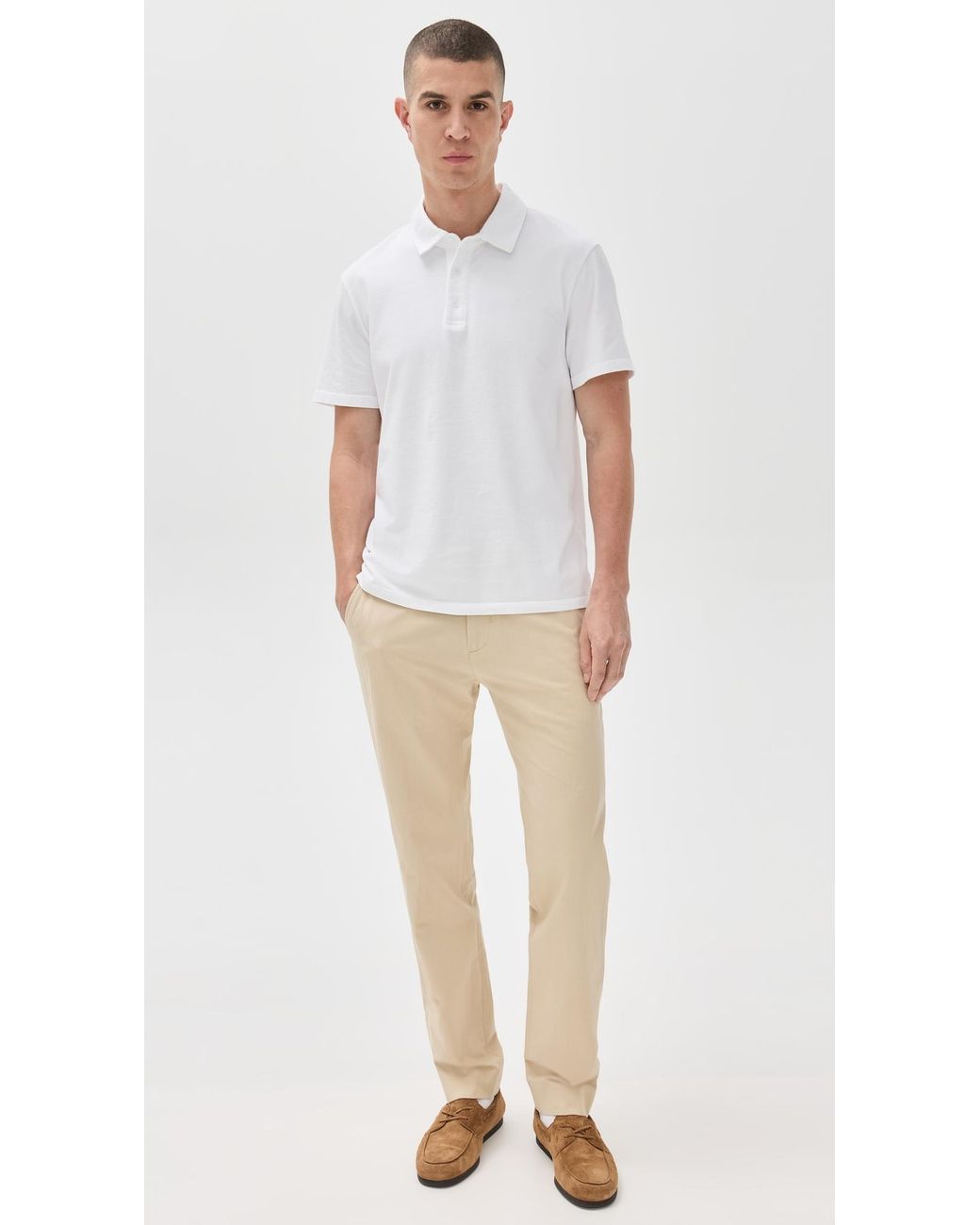Vince White Garment Dye Polo for men