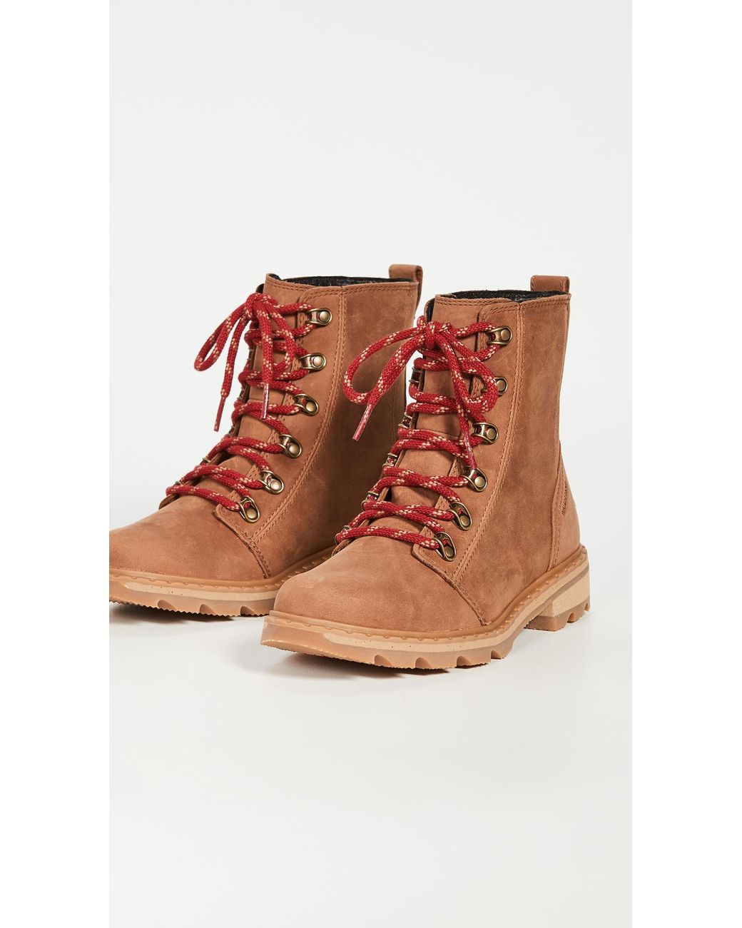 Sorel Lennox Lace Naturebear Combat Boots in Brown Lyst