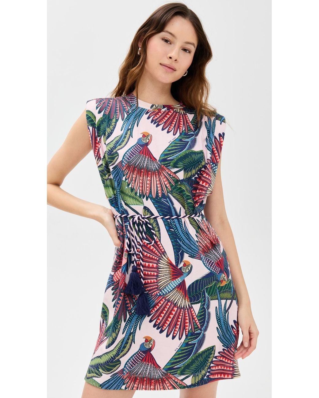 FARM Rio Macaw Flight Mini T-Shirt Dress in White | Lyst