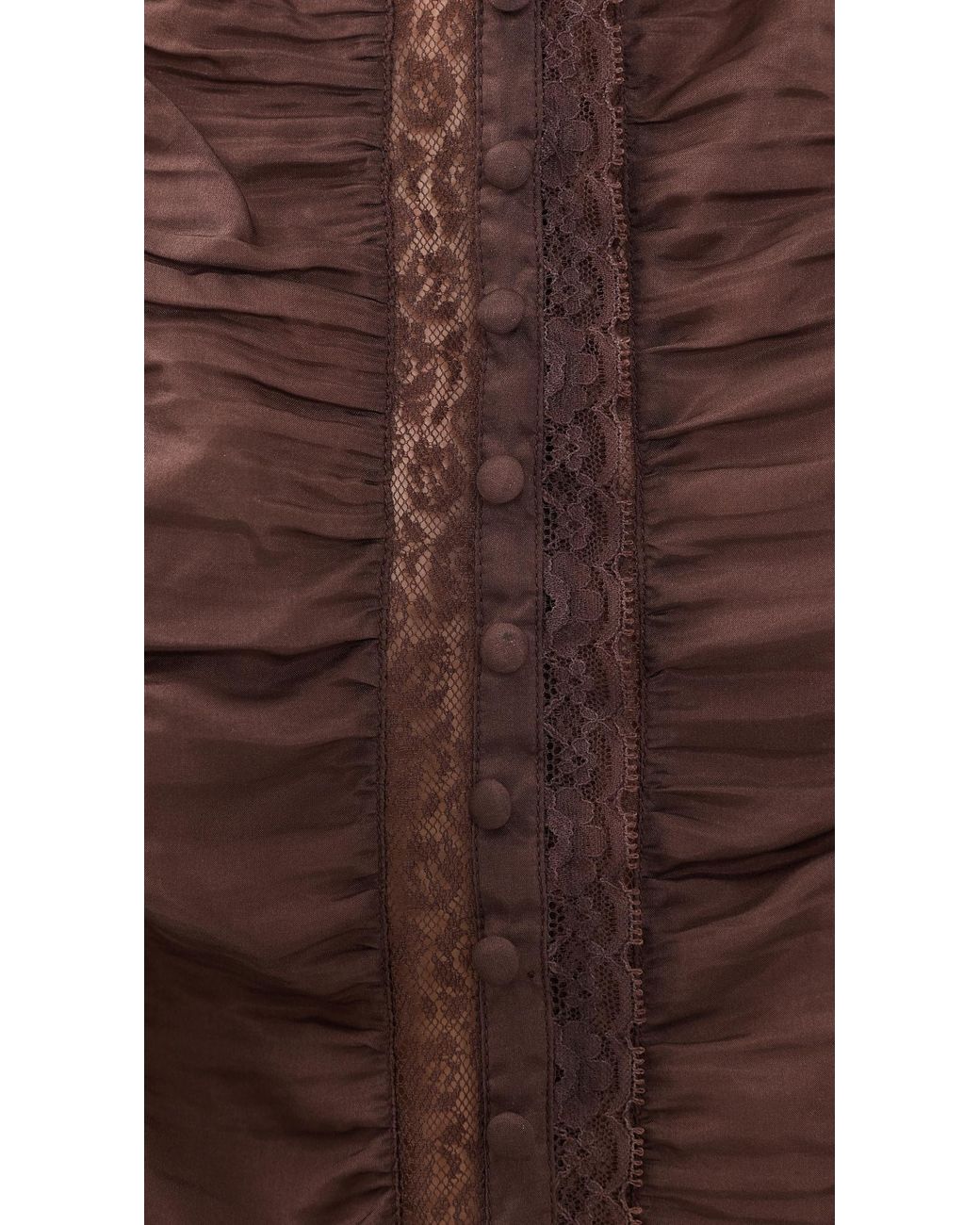 LoveShackFancy Brown Jacque Silk Top