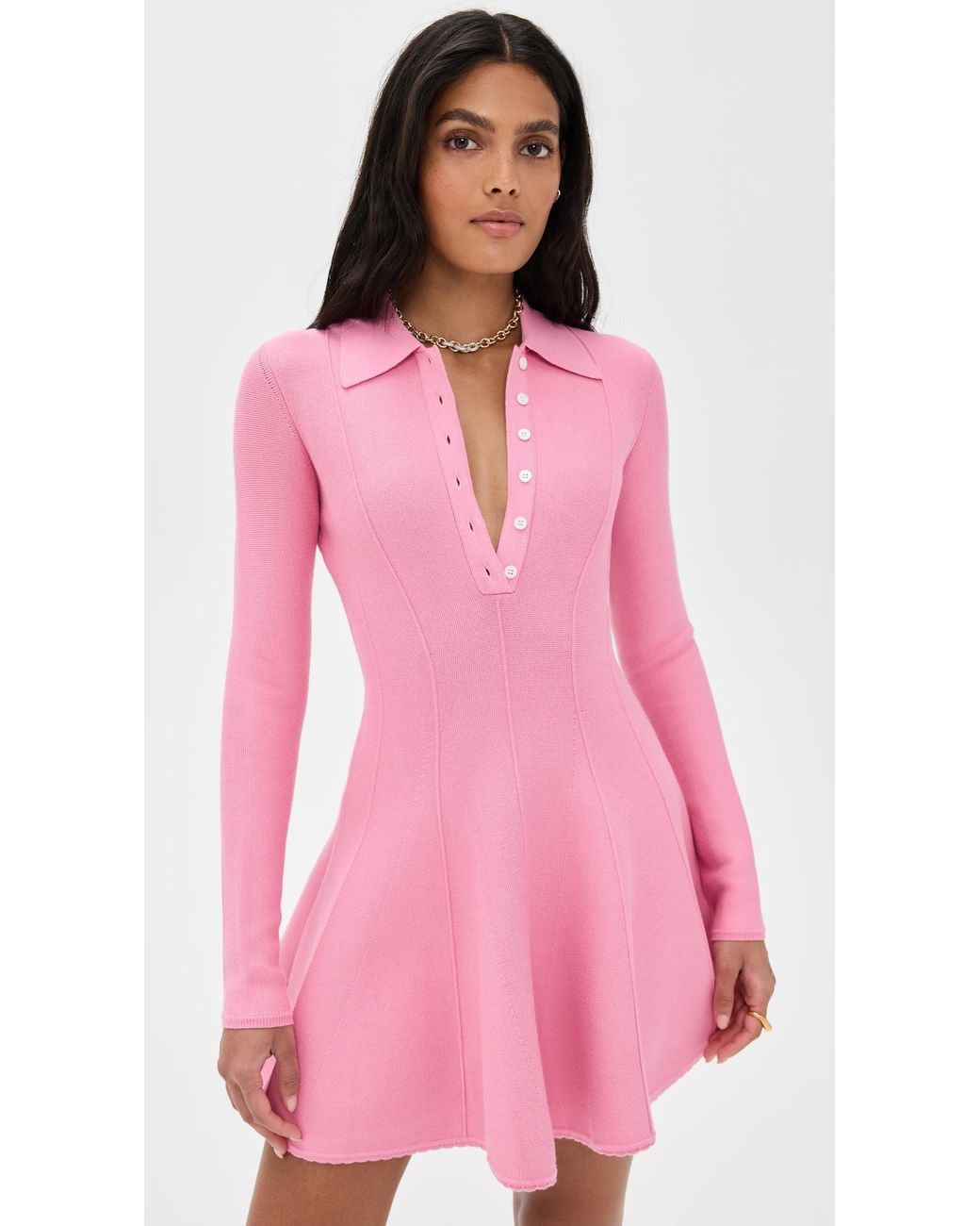 Fleur du Mal Henley Flared Corset Dress in Pink | Lyst