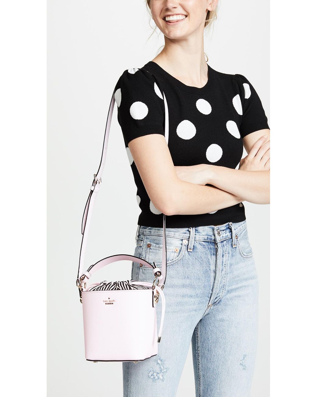 Kate Spade Leather Pippa Bucket Bag in Pink | Lyst