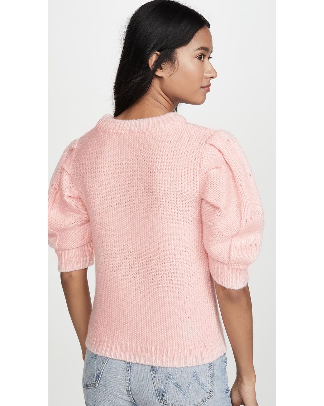 Pink Short Puff Sleeve Pullover Sweater – Southernly Charm