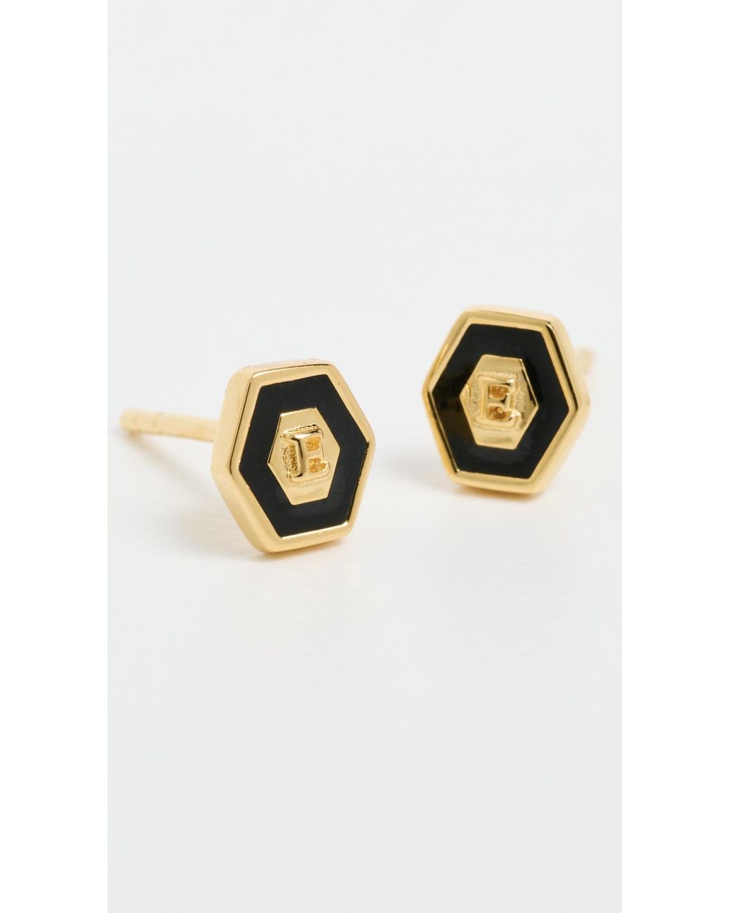 Gwen Beloti Multicolor Initial Hex Stud Earrings