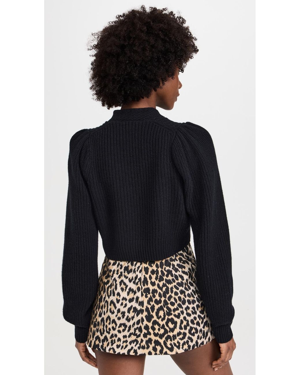 LoveShackFancy Black Avignon Crop Cardigan