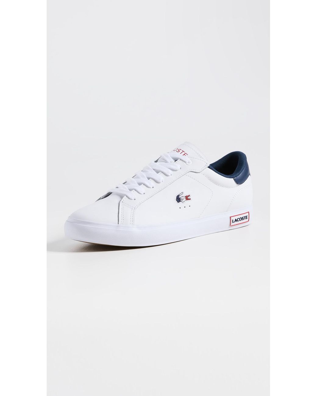 Lacoste Powercourt Leather Tricolor Sneakers in White for Men | Lyst