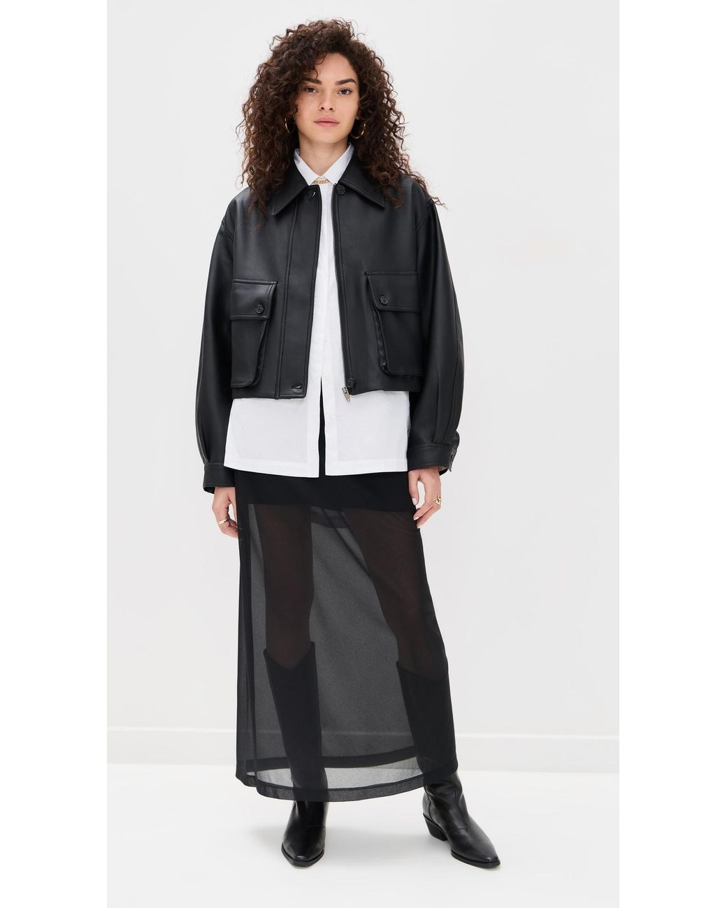 Pixie Market Black Patch Pocket Faux Leather Jacket