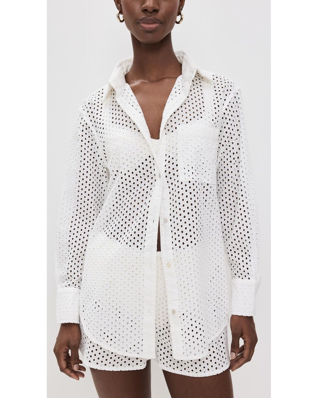 Solid & Striped White The Bronte Button Down Coverup
