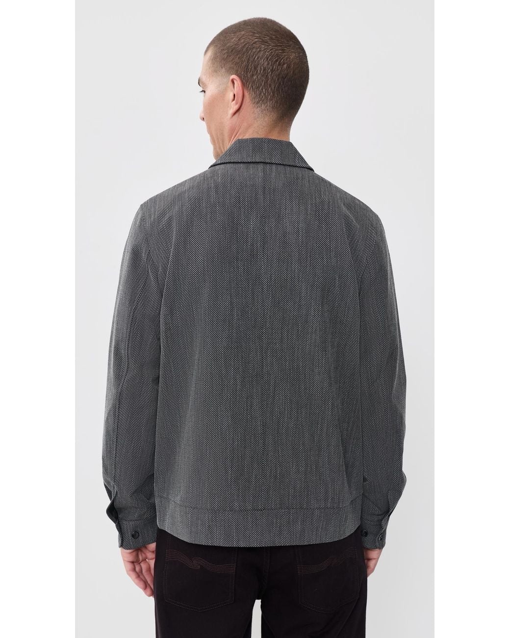 Les Deux Gray Herringbone Coach Jacket for men