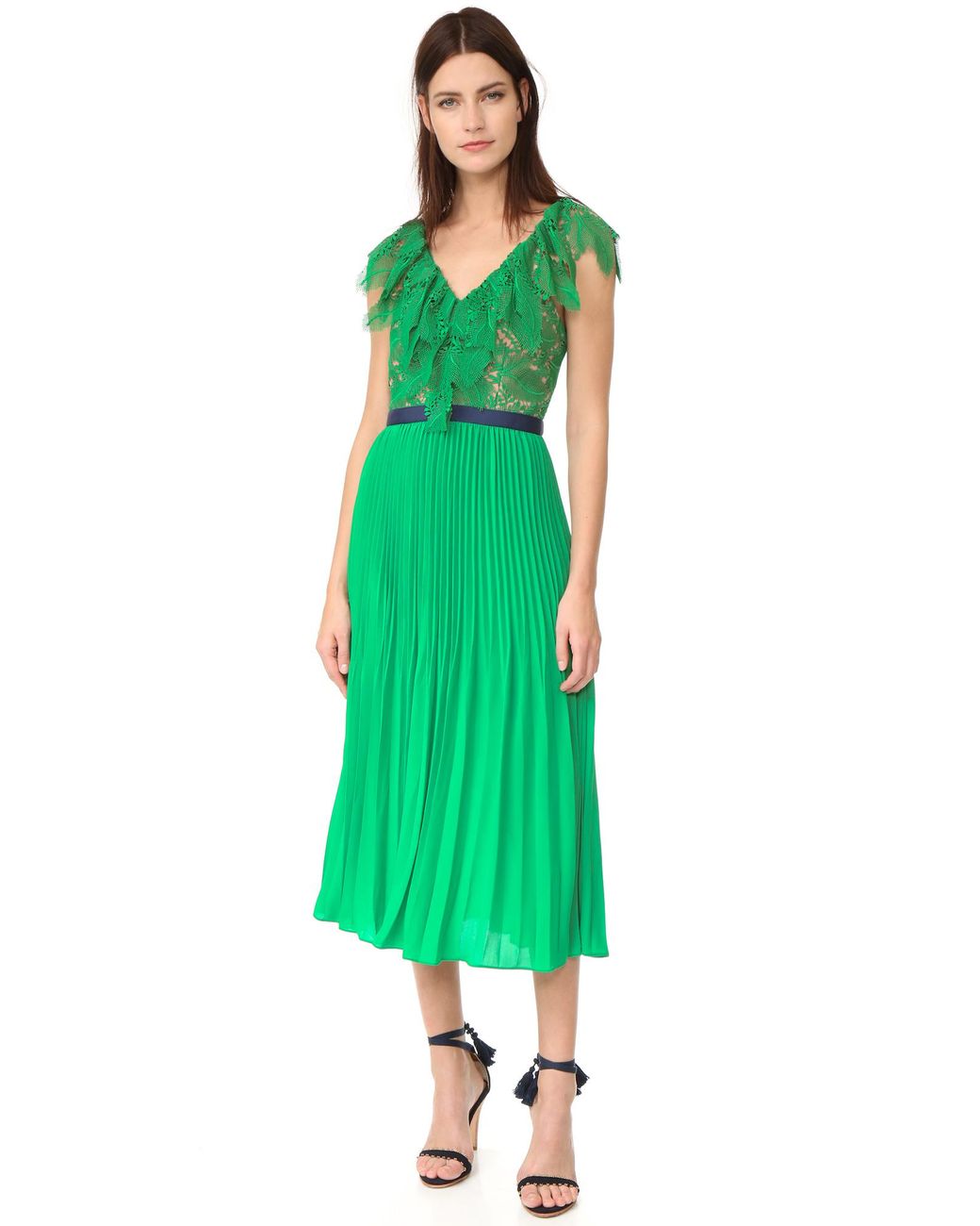 Three Floor Dress Code Pleat Dress in Green Lyst