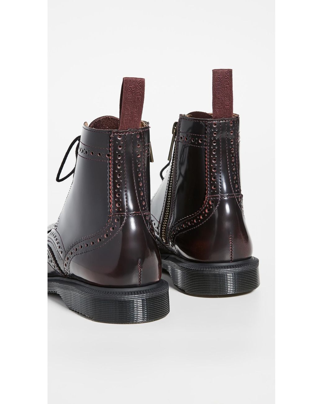 Dr. Martens Leather Delphine 6 Eye Brogue Boots in Cherry Red (Black) | Lyst