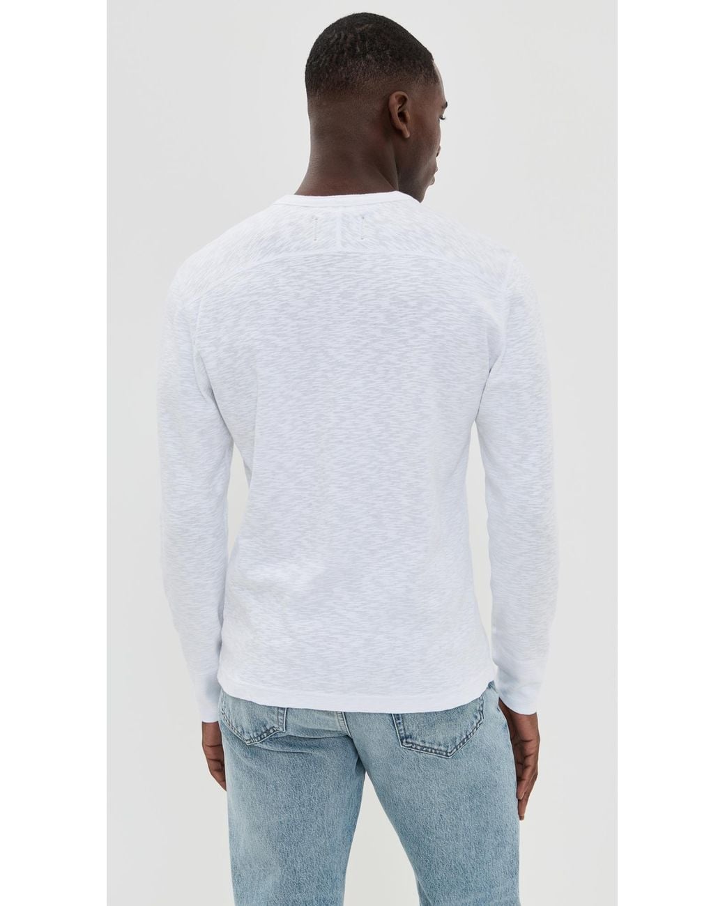 Reigning Champ White 1X1 Slub Slim Henley for men