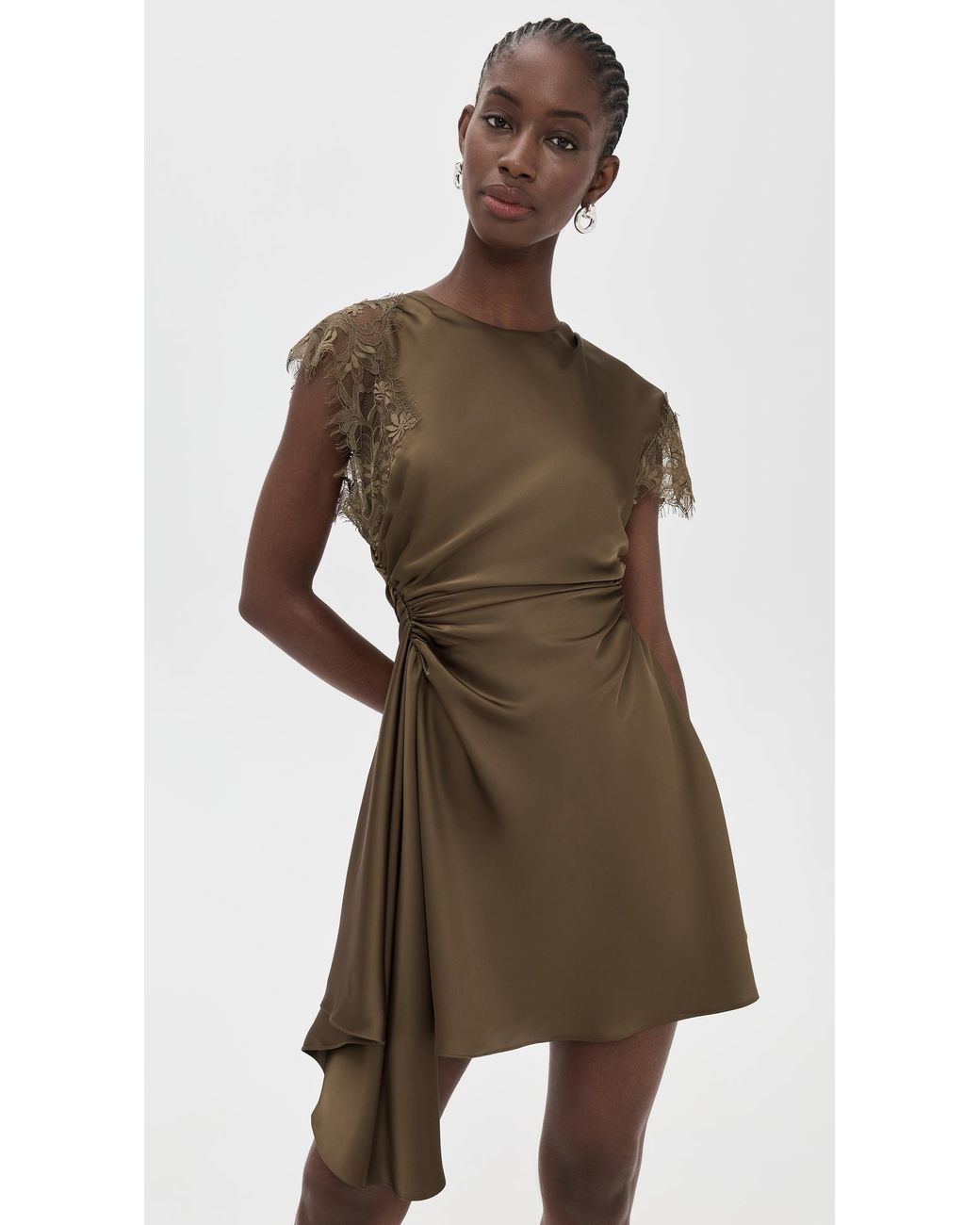 knee length dresses for ladies Astrid Brown Bodycon Ruched Mini Dress, M / Brown