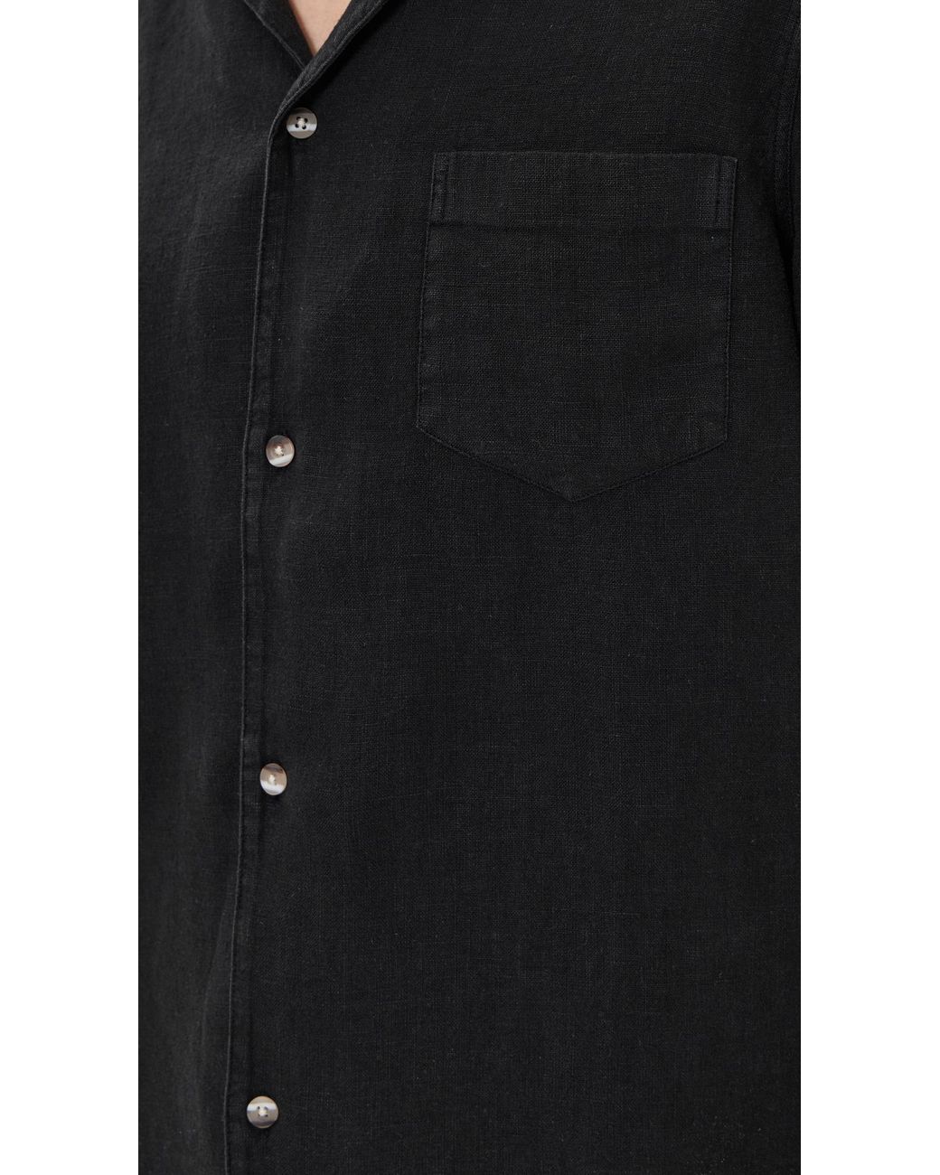 Bather Black Short Sleeve Linen Camp Shirt for men