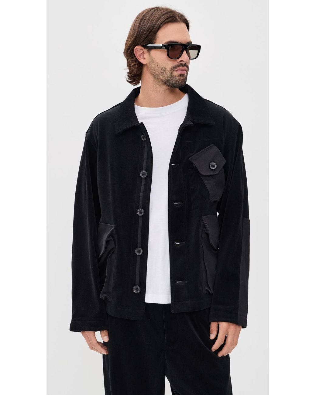 Y-3 Black Velour Button Jacket for men