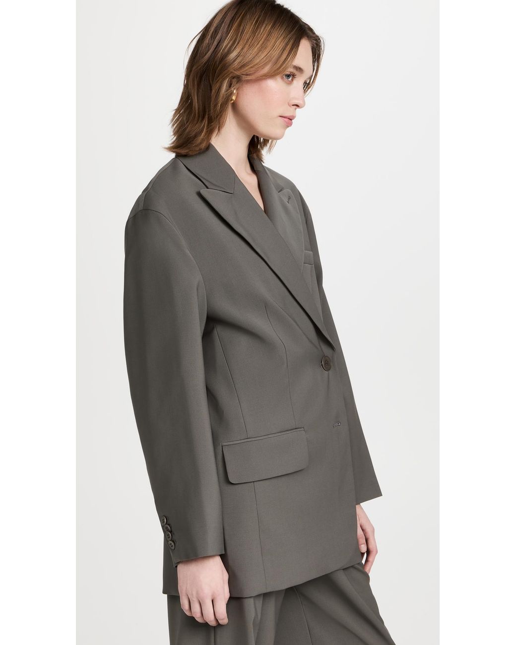 Tibi Gray Tropical Wool Liam Blazer