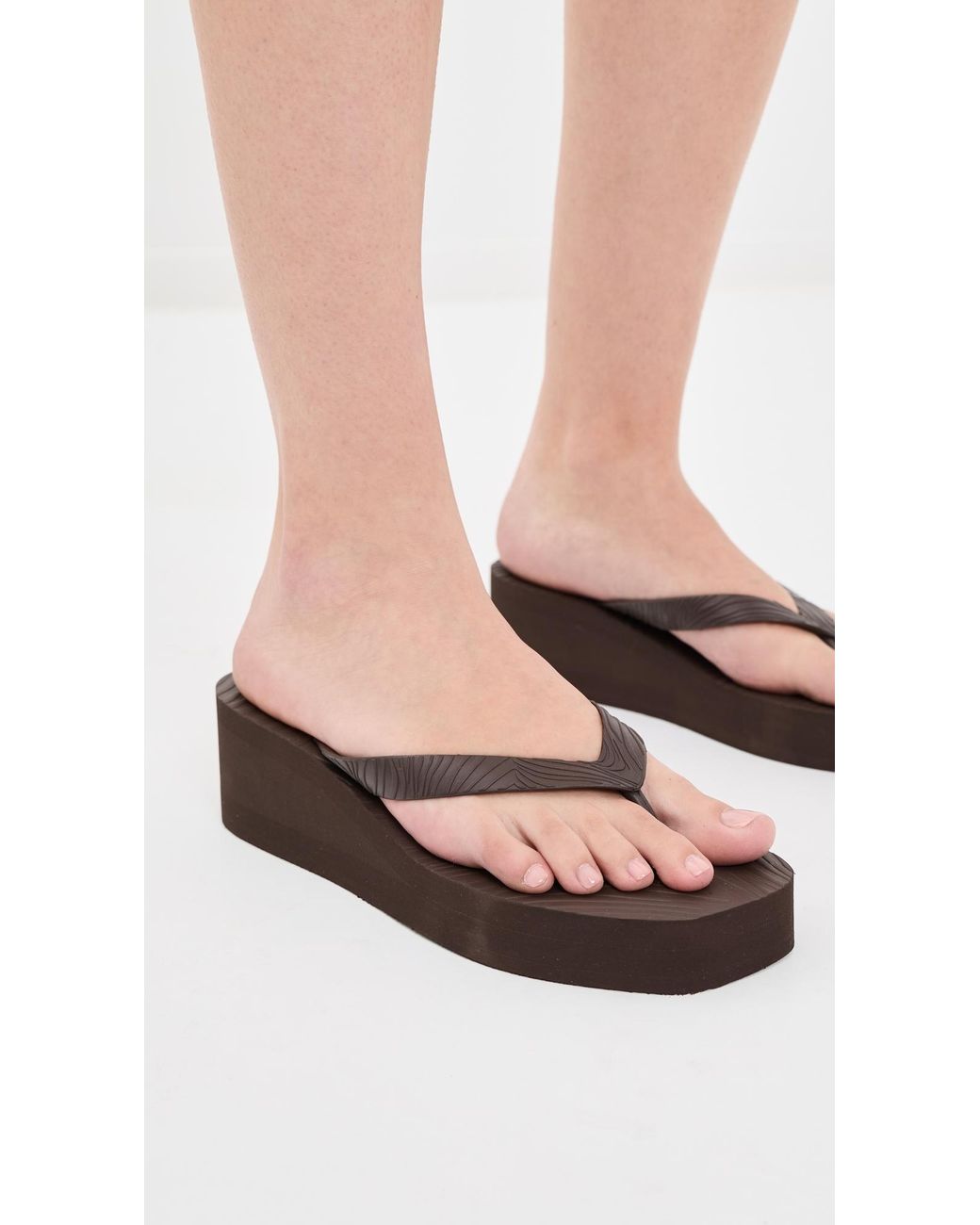 Sleeper Black High Platform Flip Flops
