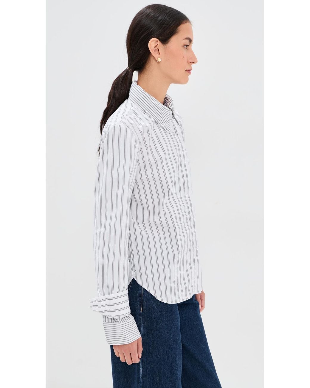 Double Up Shell Twp Double Layer Boyfriend Button Down Shirt in White | Lyst