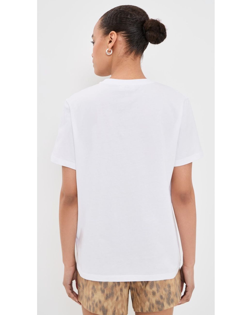 Ganni White Basic Cotton Jersey Strawberry Print Tee
