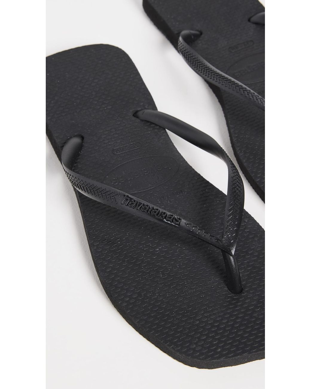 Havaianas Black Slim Square Solid Flip Flops