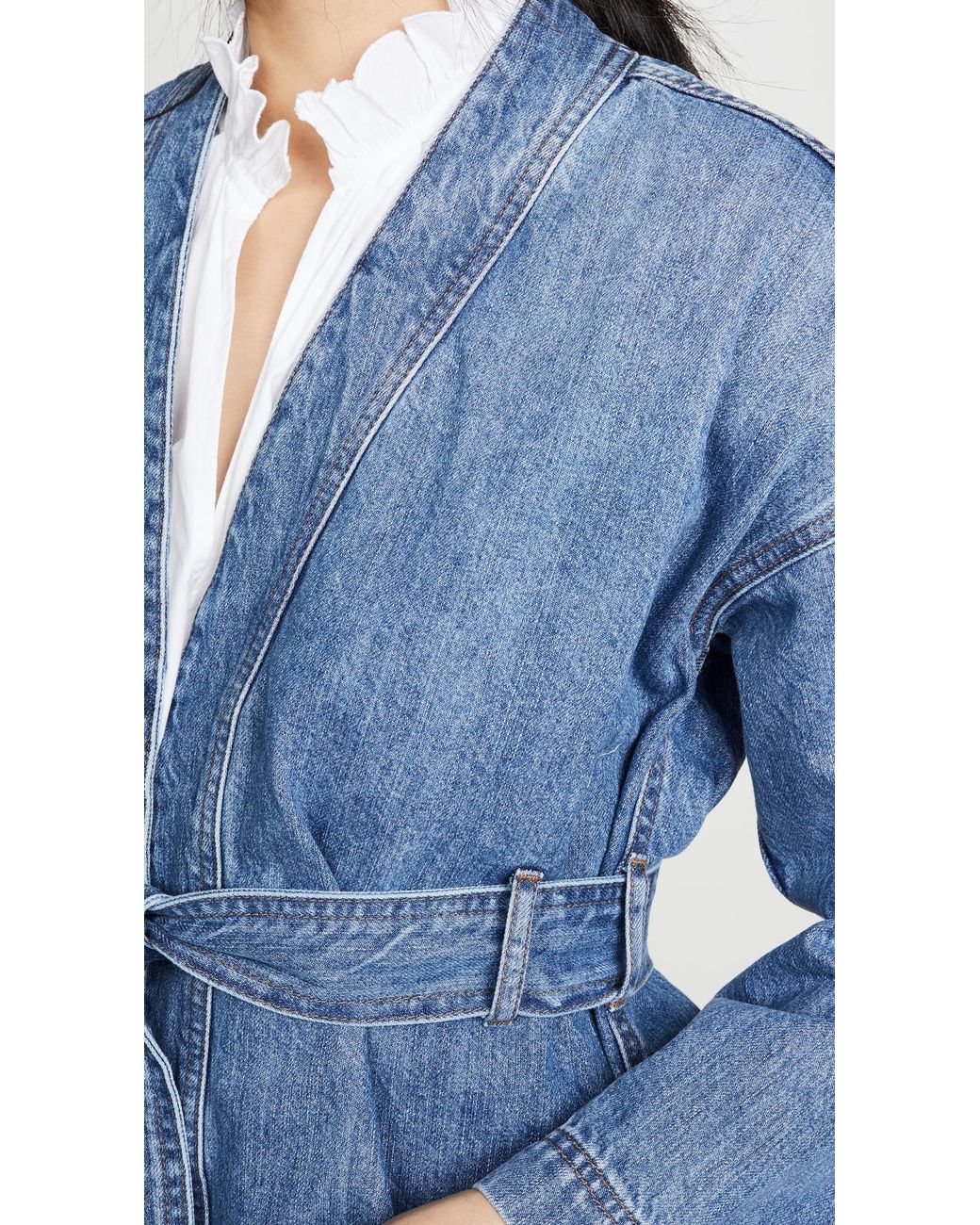 Madewell Denim Kimono Jacket With Belt in Blue | Lyst