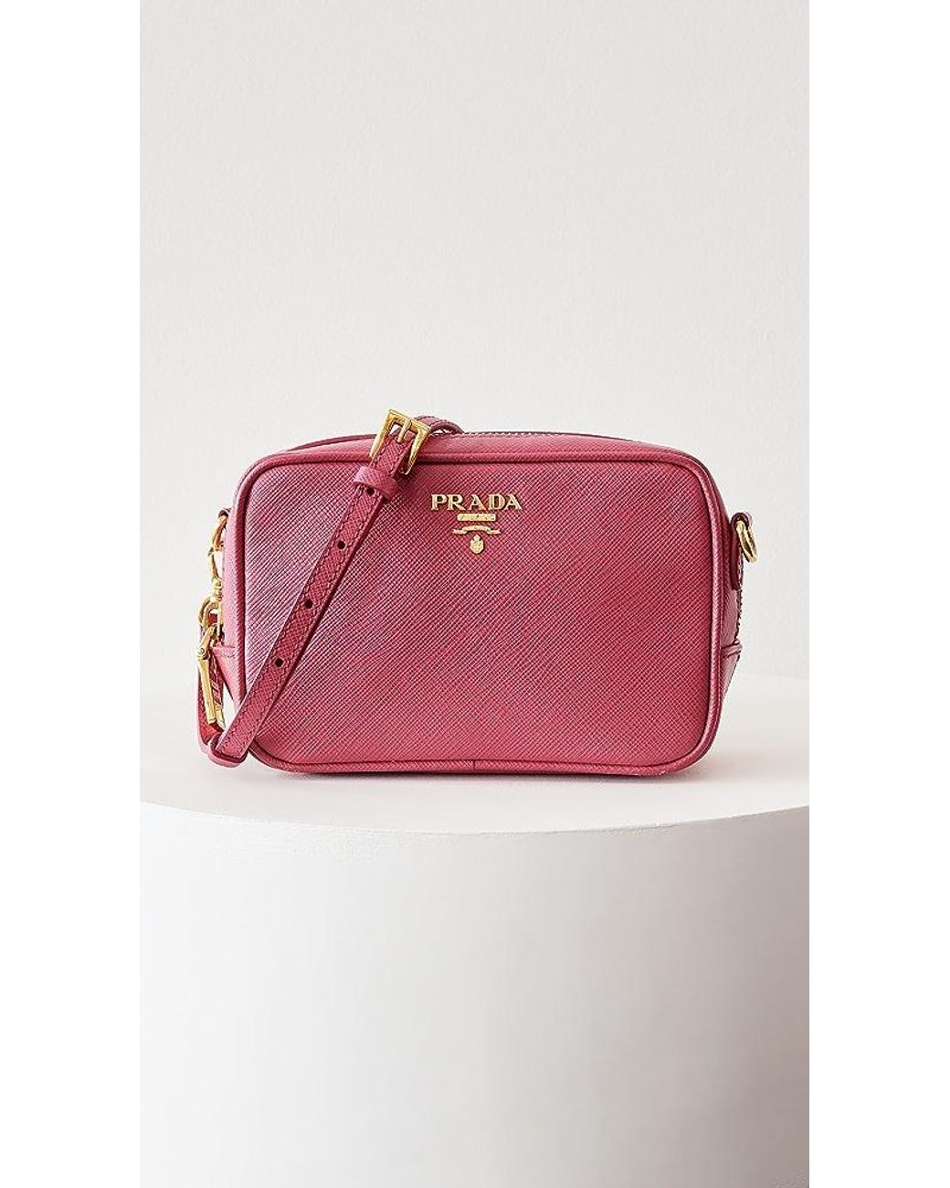 What Goes Around Comes Around Prada Pink Saffiano Promenade Small Handbag