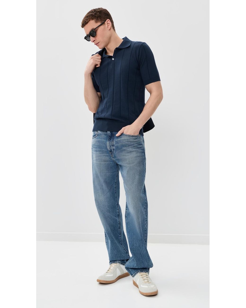 Far Afield Blue Jacobs Knitted Polo for men